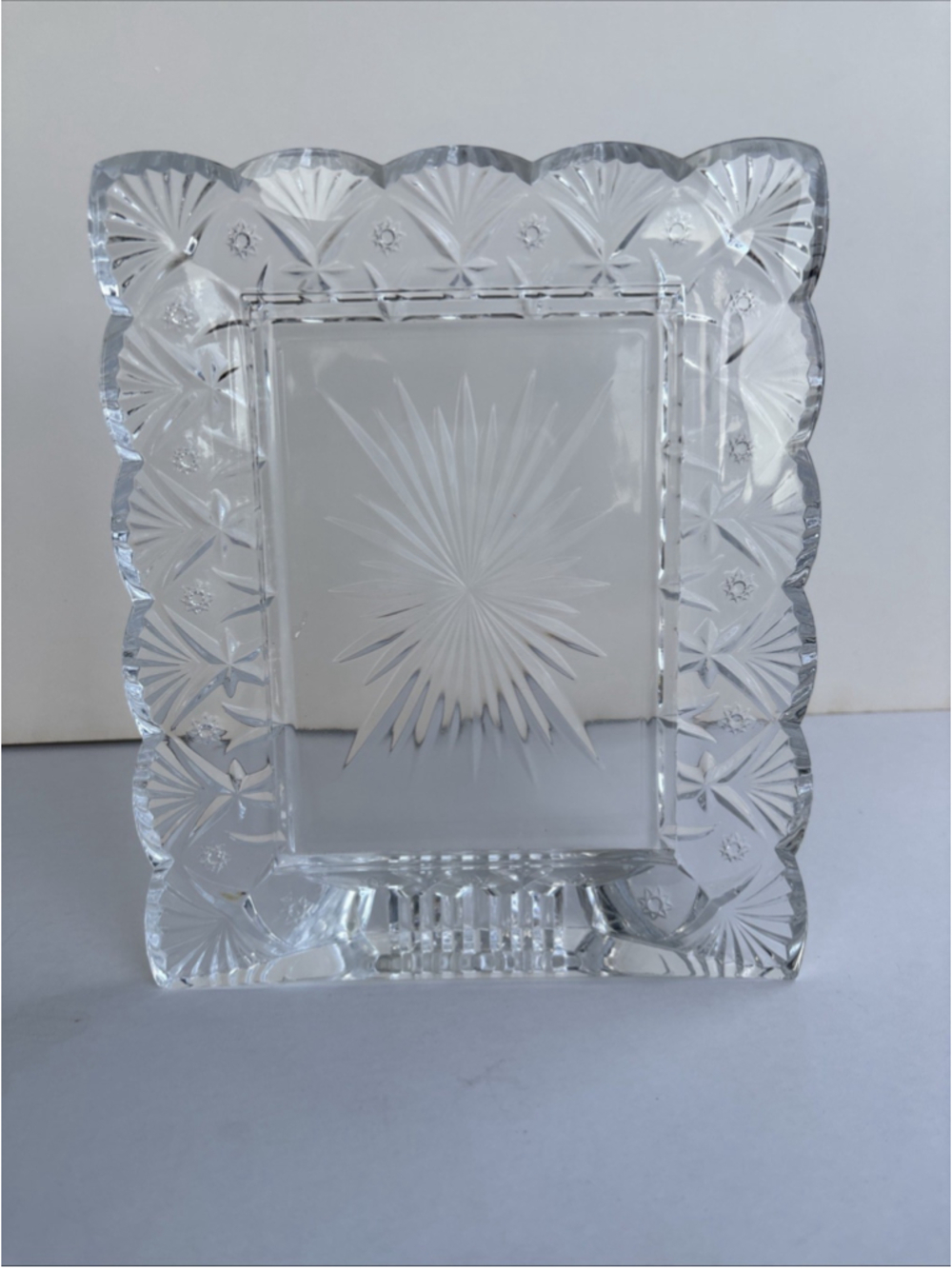 Vintage Elegant Clear Crystal Glass Picture Frame 5x7 Heavy
